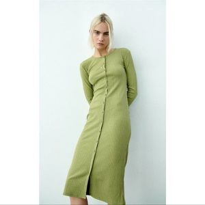 Zara ribbed button midi dress